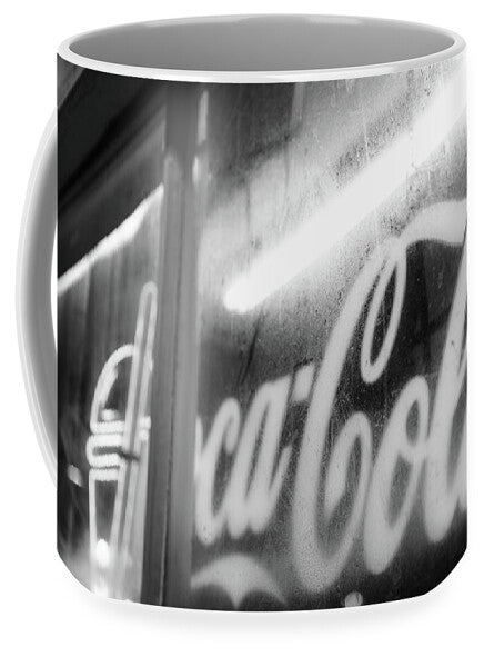 Neon Coca-Cola Sign on Window - Mug