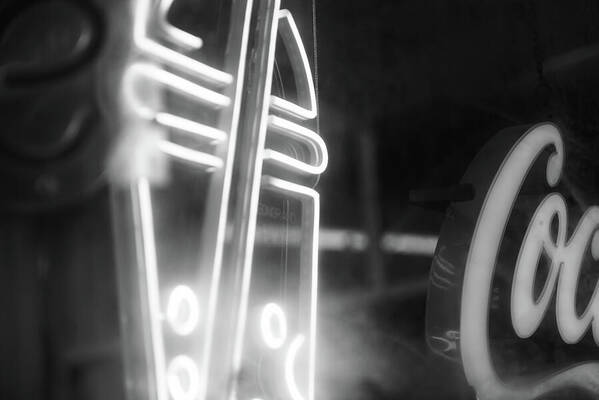 Retro Neon Sign in Black and White - Art Print