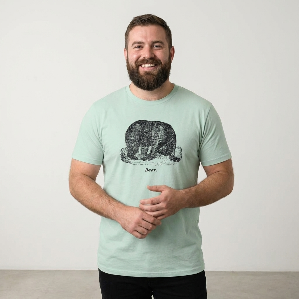 Bear Summer T Shirt - Black Etching V2