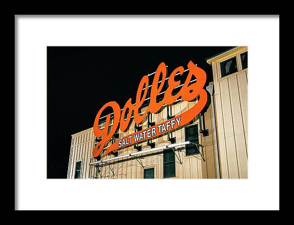 Famous Dolles Salt Water Taffy Sign - Framed Print