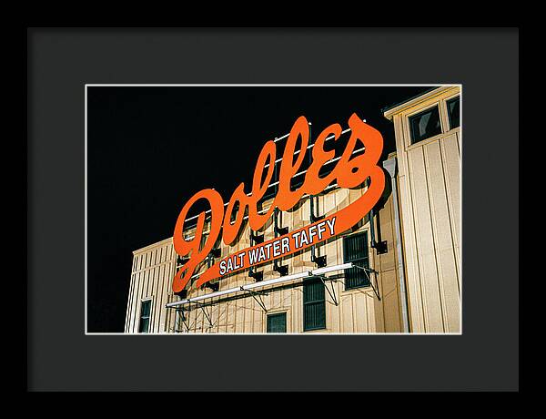 Famous Dolles Salt Water Taffy Sign - Framed Print