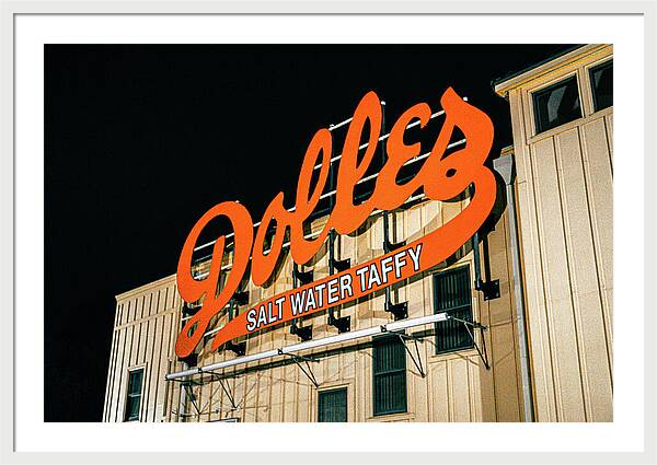 Famous Dolles Salt Water Taffy Sign - Framed Print