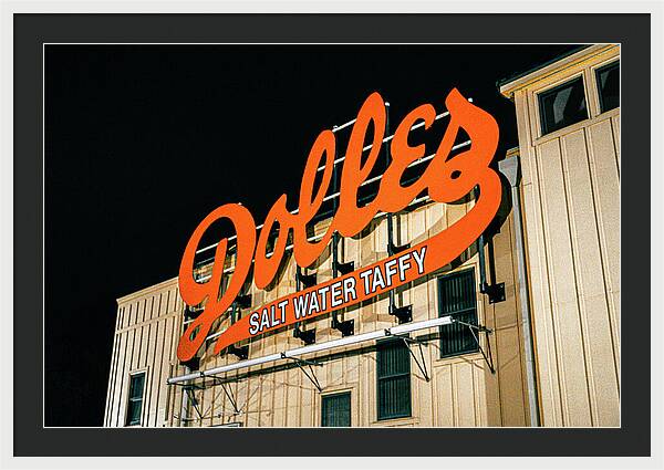 Famous Dolles Salt Water Taffy Sign - Framed Print