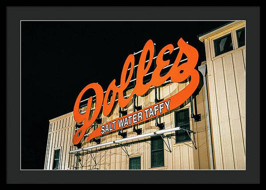 Famous Dolles Salt Water Taffy Sign - Framed Print