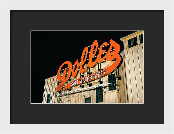 Famous Dolles Salt Water Taffy Sign - Framed Print