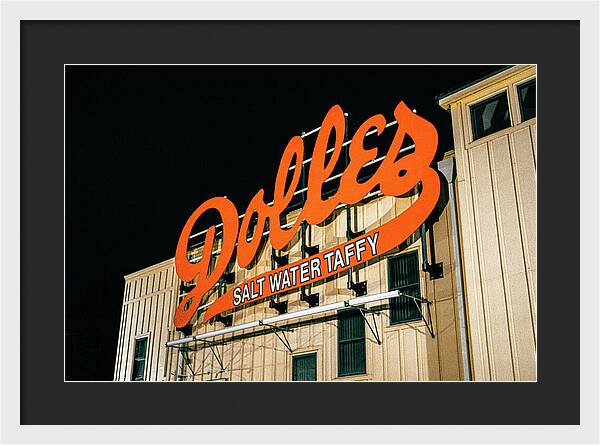 Famous Dolles Salt Water Taffy Sign - Framed Print