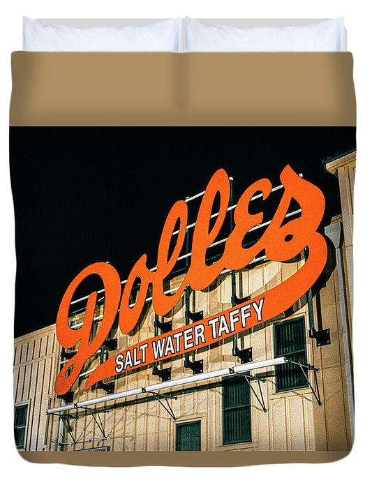 Famous Dolles Salt Water Taffy Sign - Duvet Cover