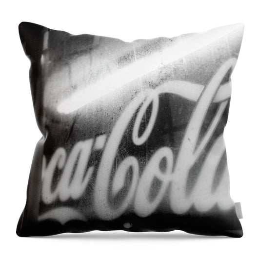 Neon Coca-Cola Sign on Window - Throw Pillow