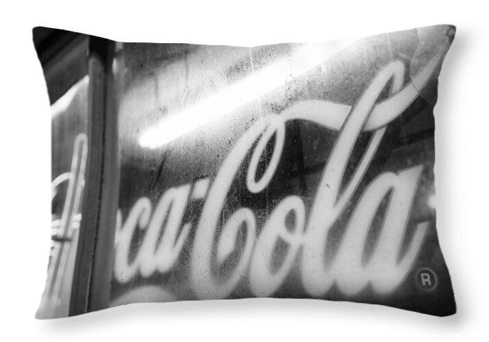 Neon Coca-Cola Sign on Window - Throw Pillow