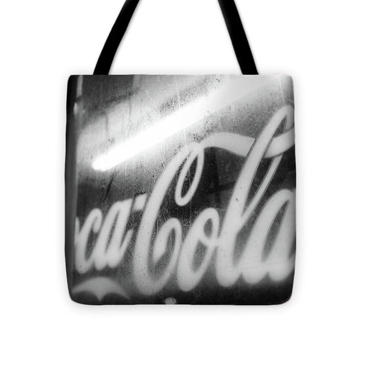 Neon Coca-Cola Sign on Window - Tote Bag