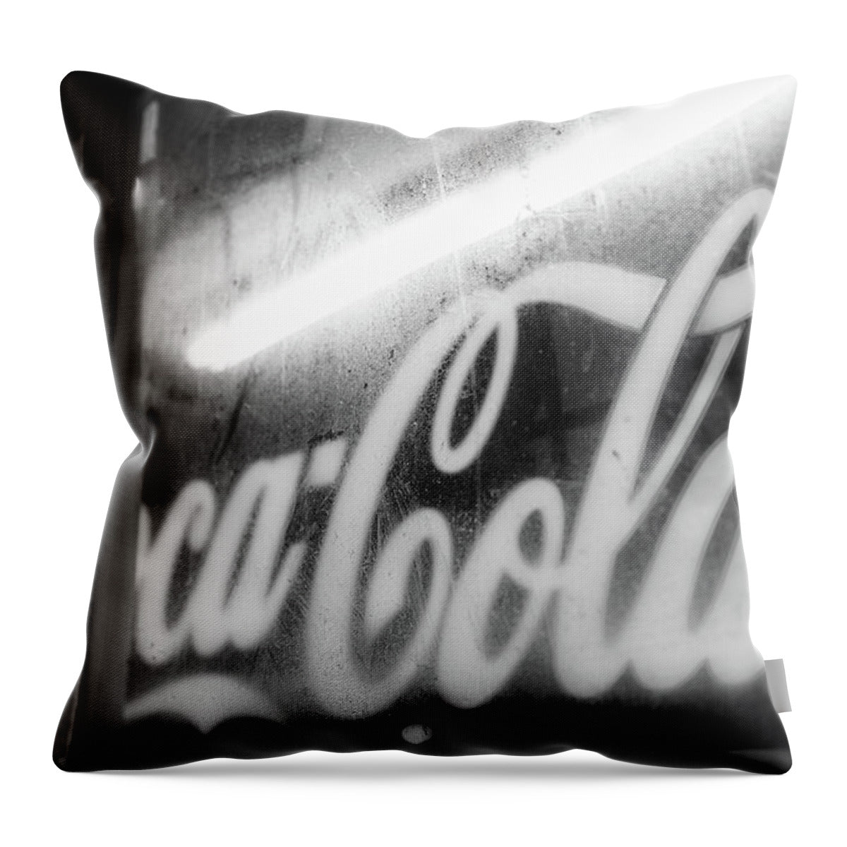 Neon Coca-Cola Sign on Window - Throw Pillow
