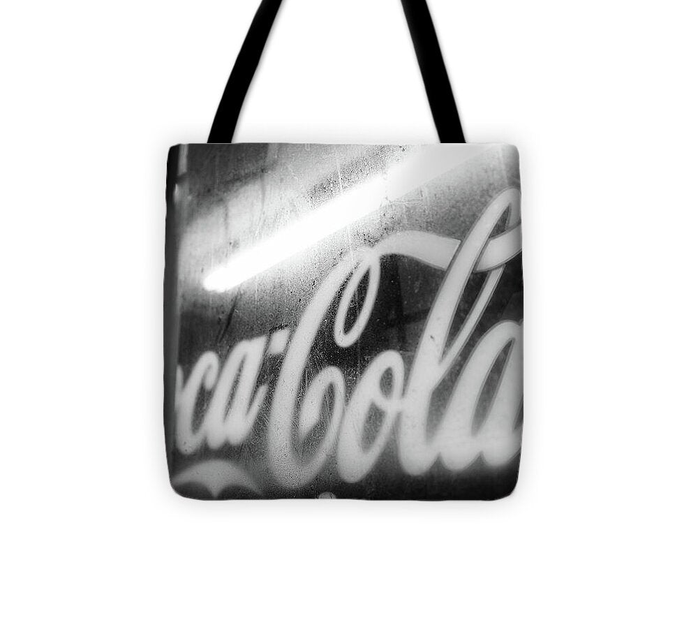 Neon Coca-Cola Sign on Window - Tote Bag