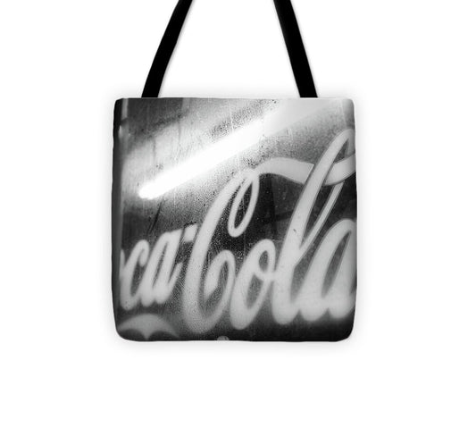 Neon Coca-Cola Sign on Window - Tote Bag