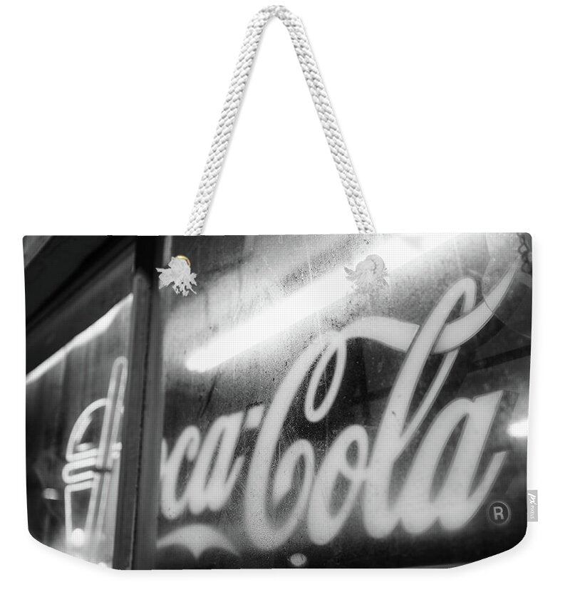 Neon Coca-Cola Sign on Window - Weekender Tote Bag