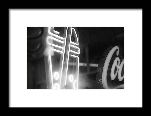 Milkshake Neon Sign in Black and White - Framed Print