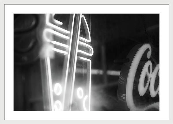 Milkshake Neon Sign in Black and White - Framed Print