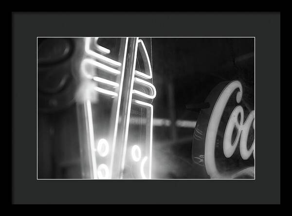 Milkshake Neon Sign in Black and White - Framed Print