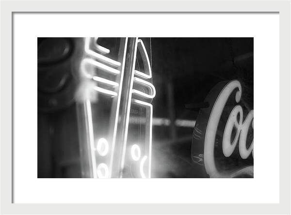 Milkshake Neon Sign in Black and White - Framed Print