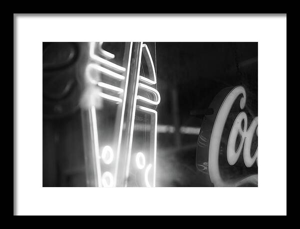 Milkshake Neon Sign in Black and White - Framed Print