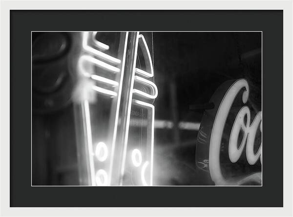 Milkshake Neon Sign in Black and White - Framed Print