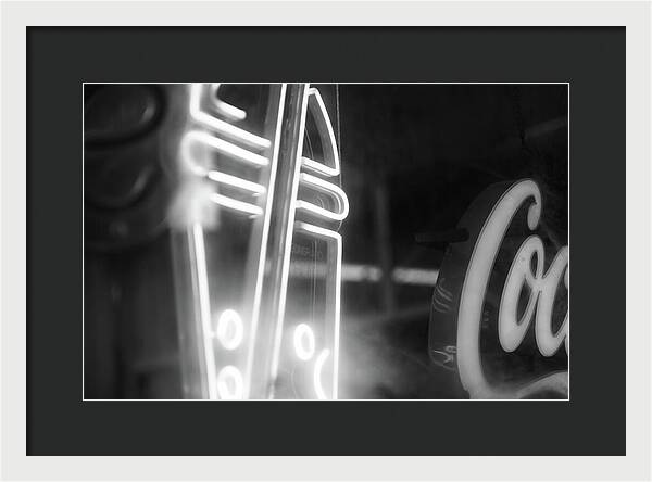 Milkshake Neon Sign in Black and White - Framed Print