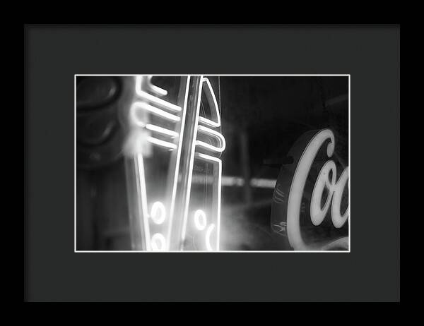 Milkshake Neon Sign in Black and White - Framed Print