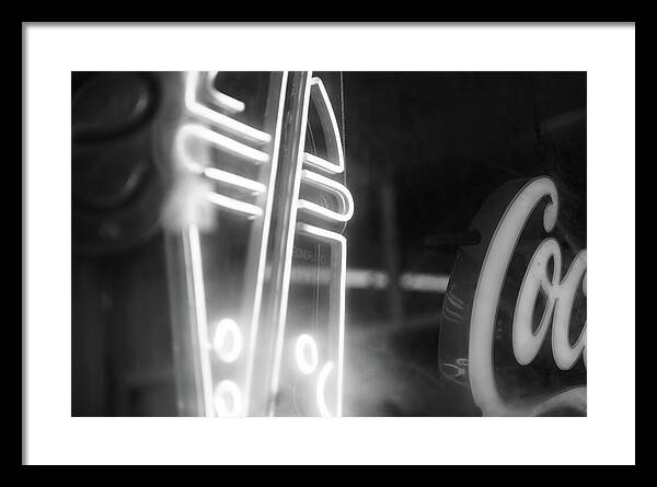 Milkshake Neon Sign in Black and White - Framed Print