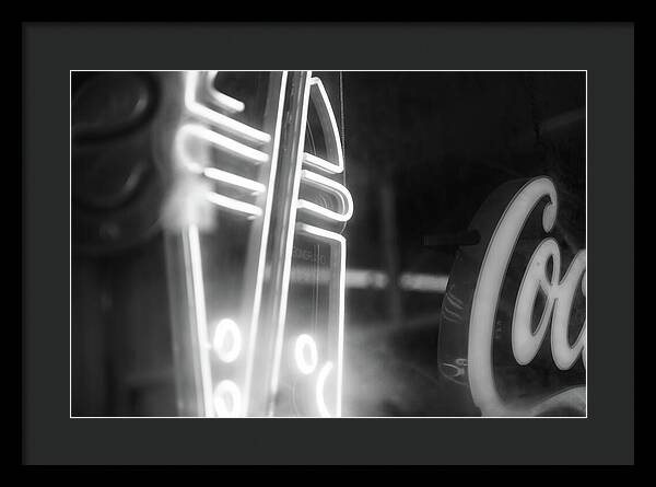 Milkshake Neon Sign in Black and White - Framed Print