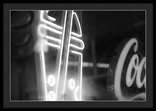 Milkshake Neon Sign in Black and White - Framed Print