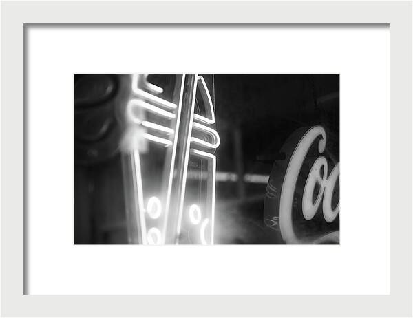 Milkshake Neon Sign in Black and White - Framed Print