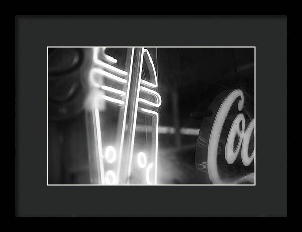 Milkshake Neon Sign in Black and White - Framed Print