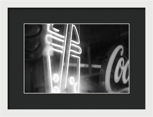 Milkshake Neon Sign in Black and White - Framed Print
