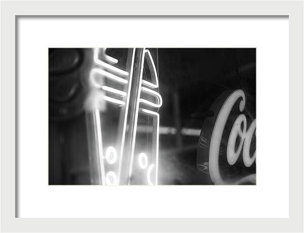 Milkshake Neon Sign in Black and White - Framed Print